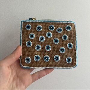 Brown and Blue Beaded Women's Wallet